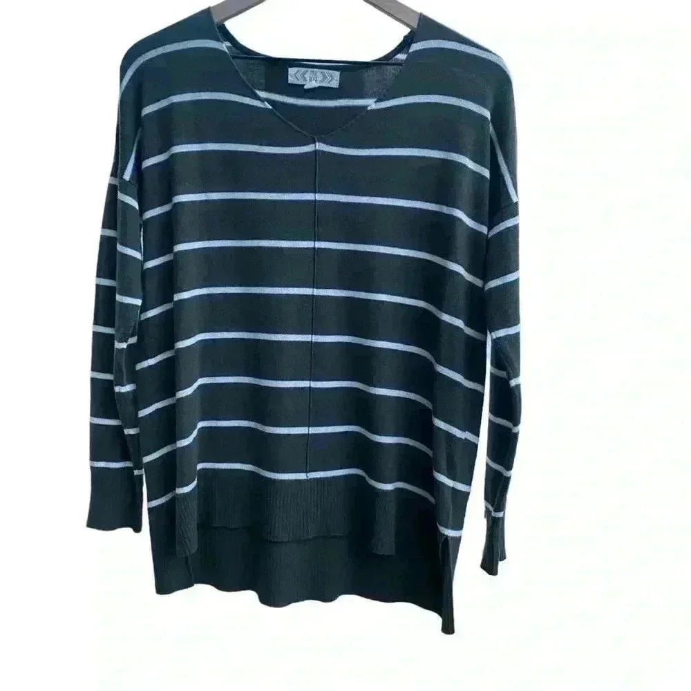 Olive and White striped sweater